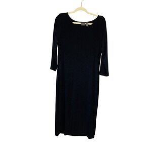 Travelers by Chico's Black Midi‎ Dress Size 2 Women's 3/4 Sleeve Stretch